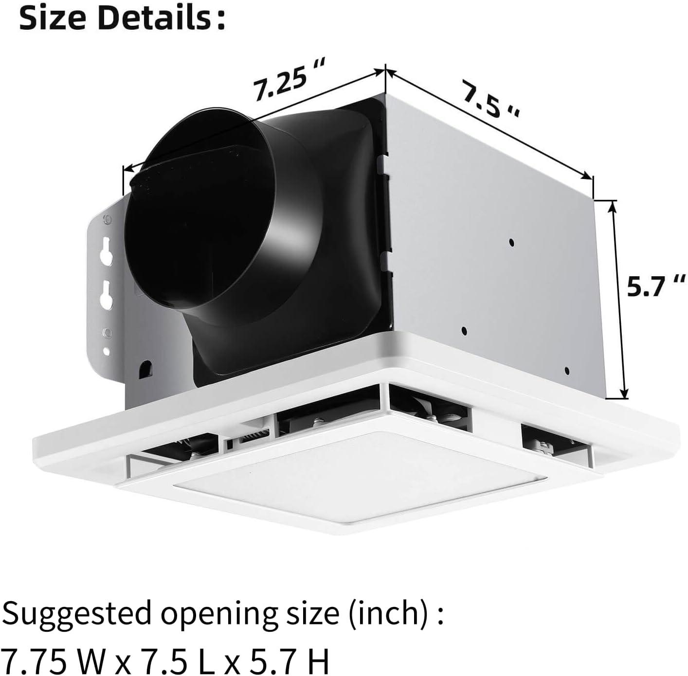 110 Cfm Quiet Bathroom Exhaust Fan With Light, 6500K 800Lm Household Ventilation Fan Light Combo, Energy Saving Ceiling Mount, Multipurpose Bath Extractor Fan, Easy To Install