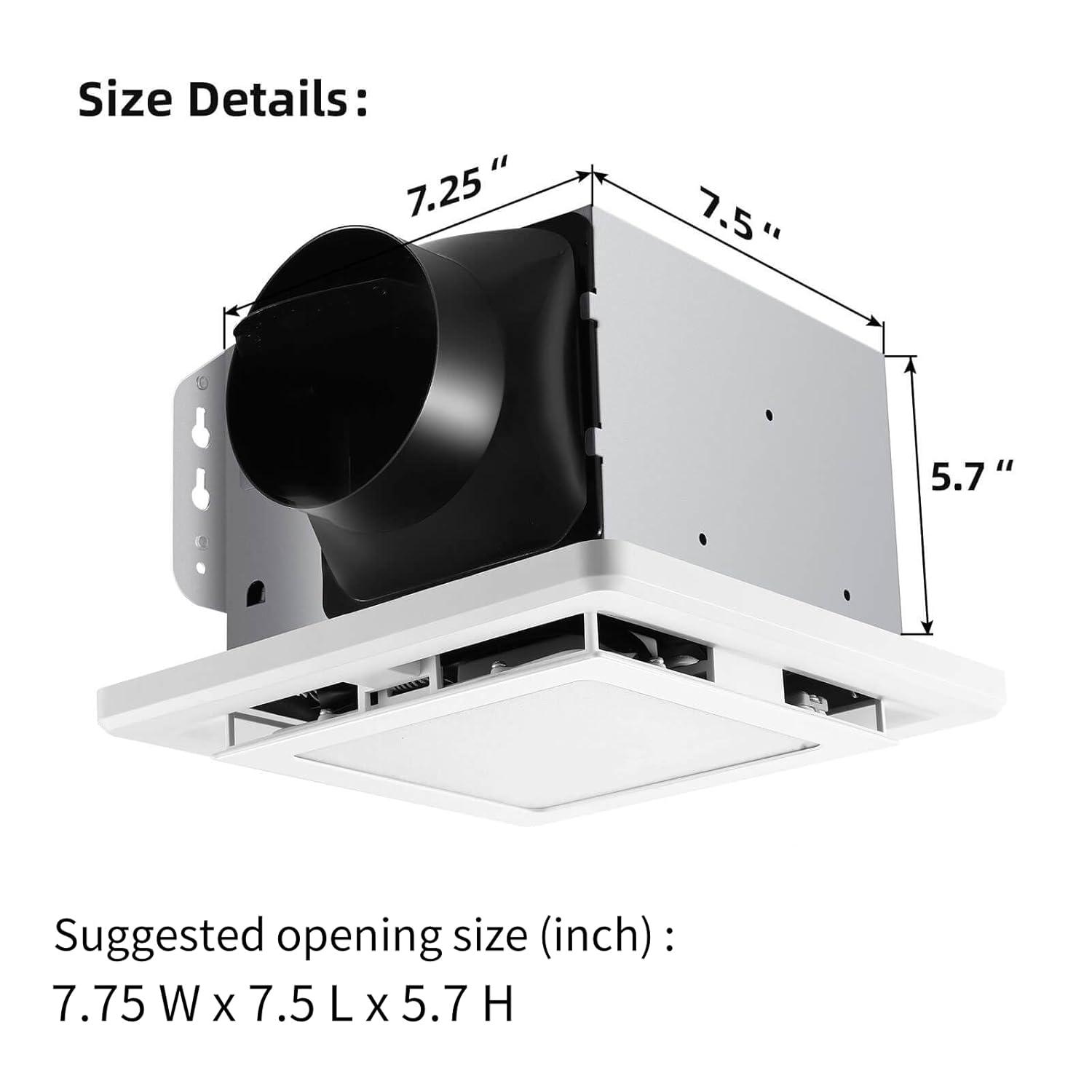 110 Cfm Quiet Bathroom Exhaust Fan With Light, 6500K 800Lm Household Ventilation Fan Light Combo, Energy Saving Ceiling Mount, Multipurpose Bath Extractor Fan, Easy To Install
