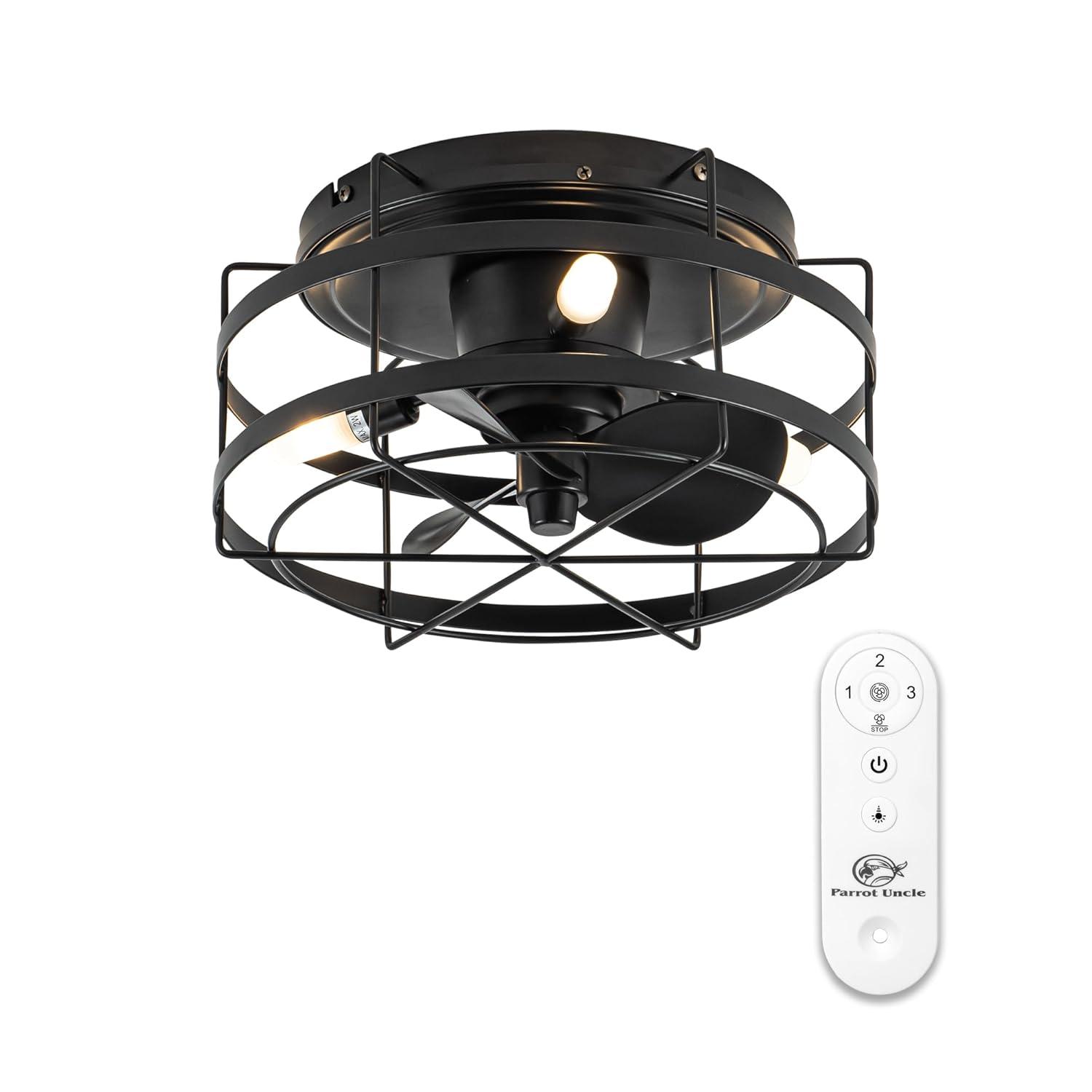 Parrot Uncle 12.2" Modern Black Bladeless Fan Flush Mount Ceiling Fan