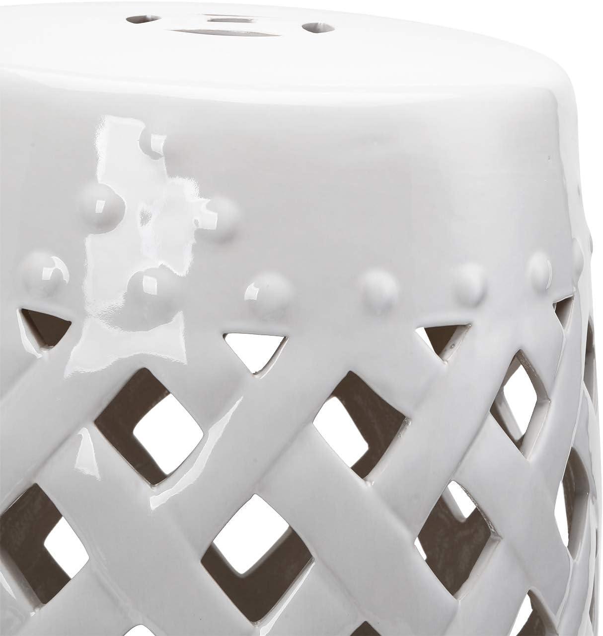 Outsunny 13" x 18" Ceramic Garden Stool with Woven Lattice Design & Glazed Strong Materials