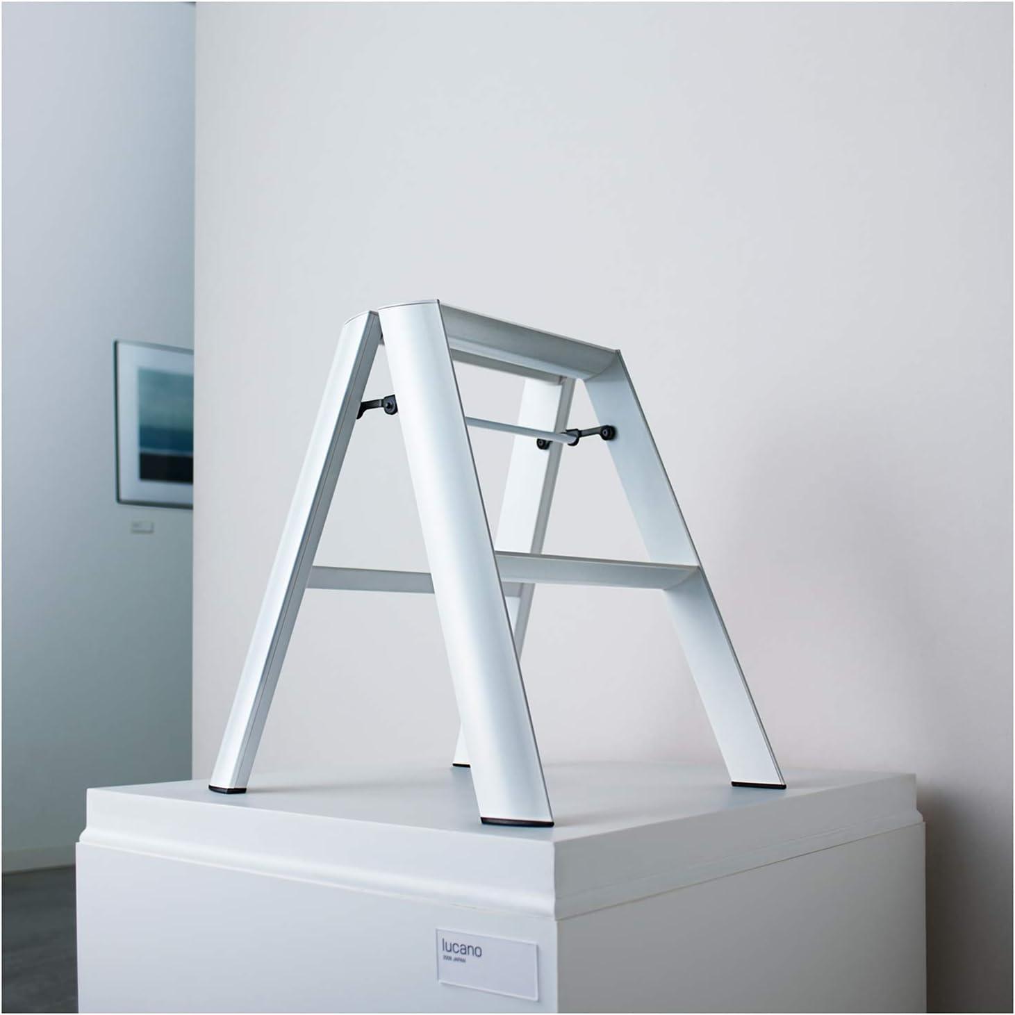 White Aluminum 2-Step Folding Step Stool