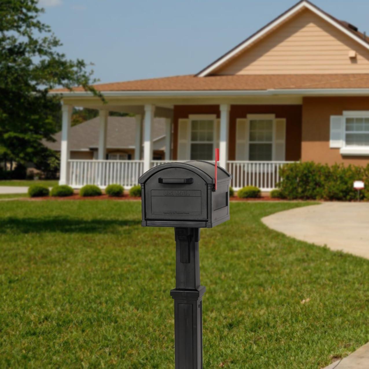 Grand Haven Extra Large Black Plastic Post Mount Mailbox