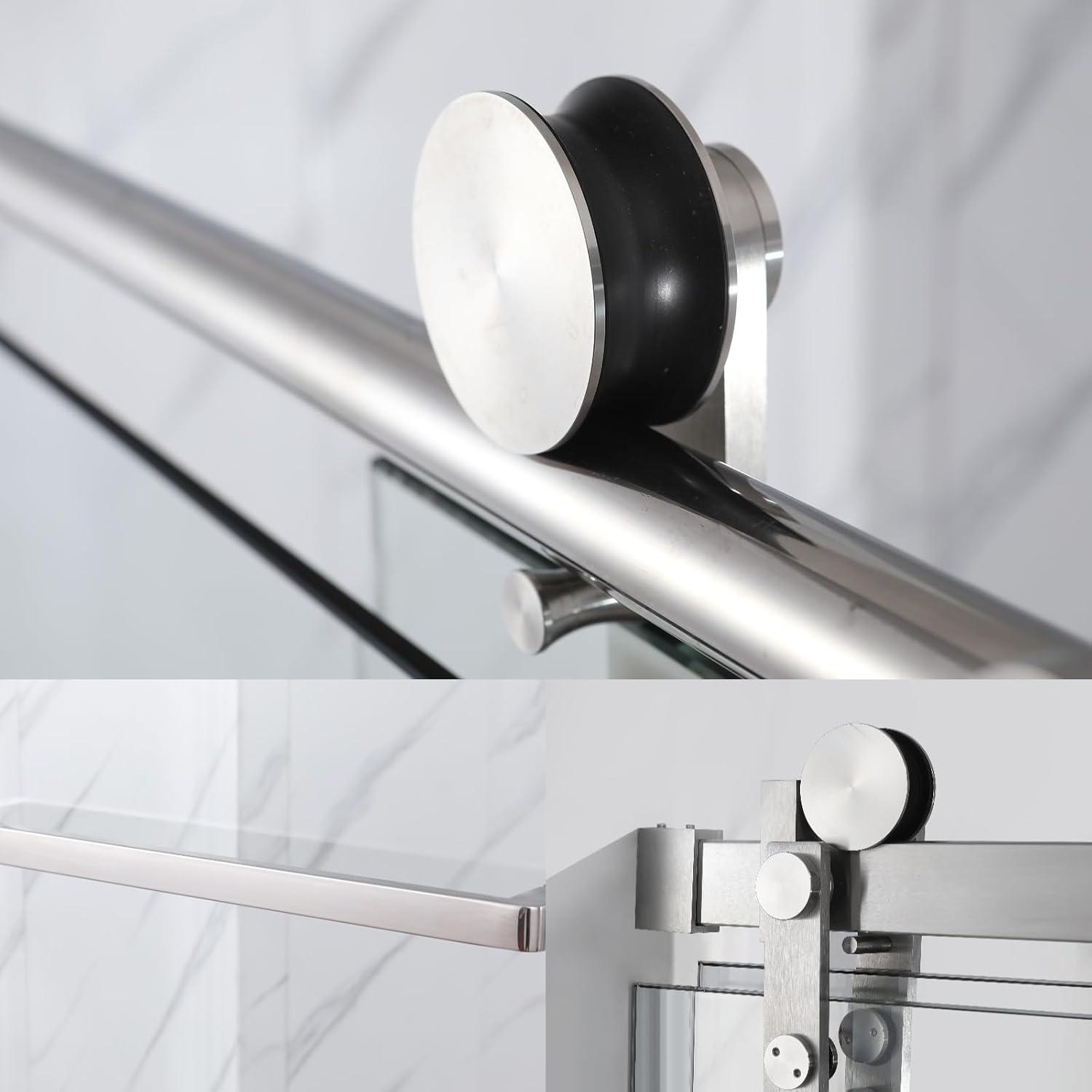56-60 In. X 76 In Double Sliding Shower Door, 5/16 In Clear Tempered Glass Easy-Clean Coating Chrome