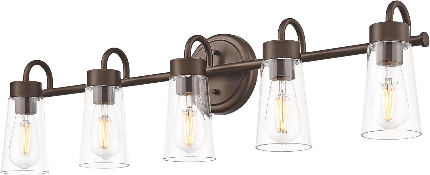 zeyu 33" 5-Light Bathroom Vanity Light, Farmhouse Bathroom Lighting Fixture, Oil Rubbed Bronze Finish with Clear Glass, ZTH108B-5W ORB