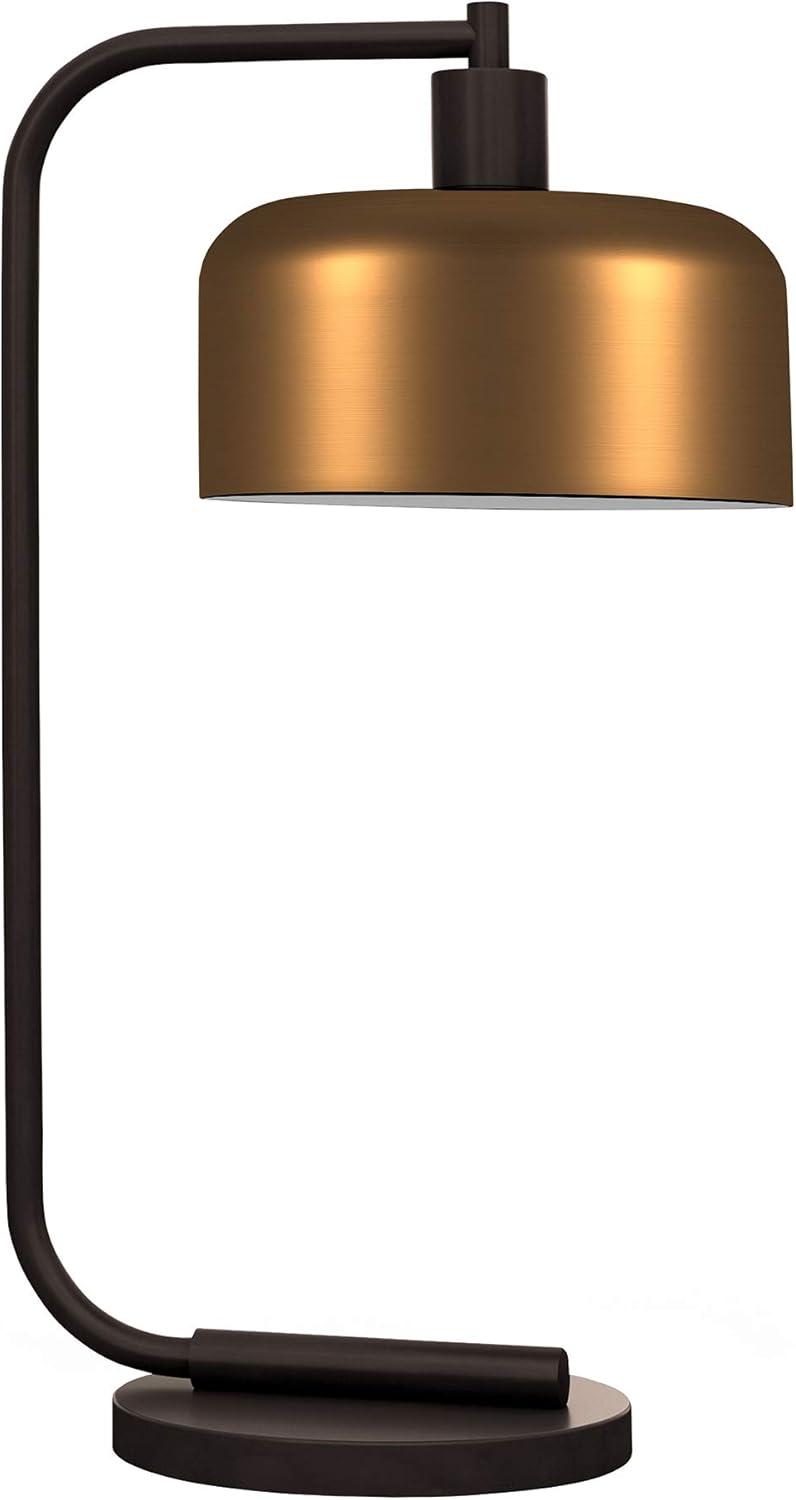 Evelyn&Zoe Mid-Century Modern Metal Table Lamp with Brass Shade