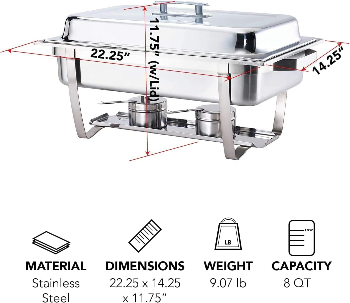 ALPHA LIVING 4 Pack 8QT Chafing Dish High Grade Stainless Steel Chafer Complete Set, 8 QT - Grey
