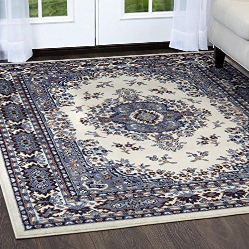 Home Dynamix Premium Sakarya Traditional Medallion Area Rug, Ivory/Blue, 5'2"x7'4"