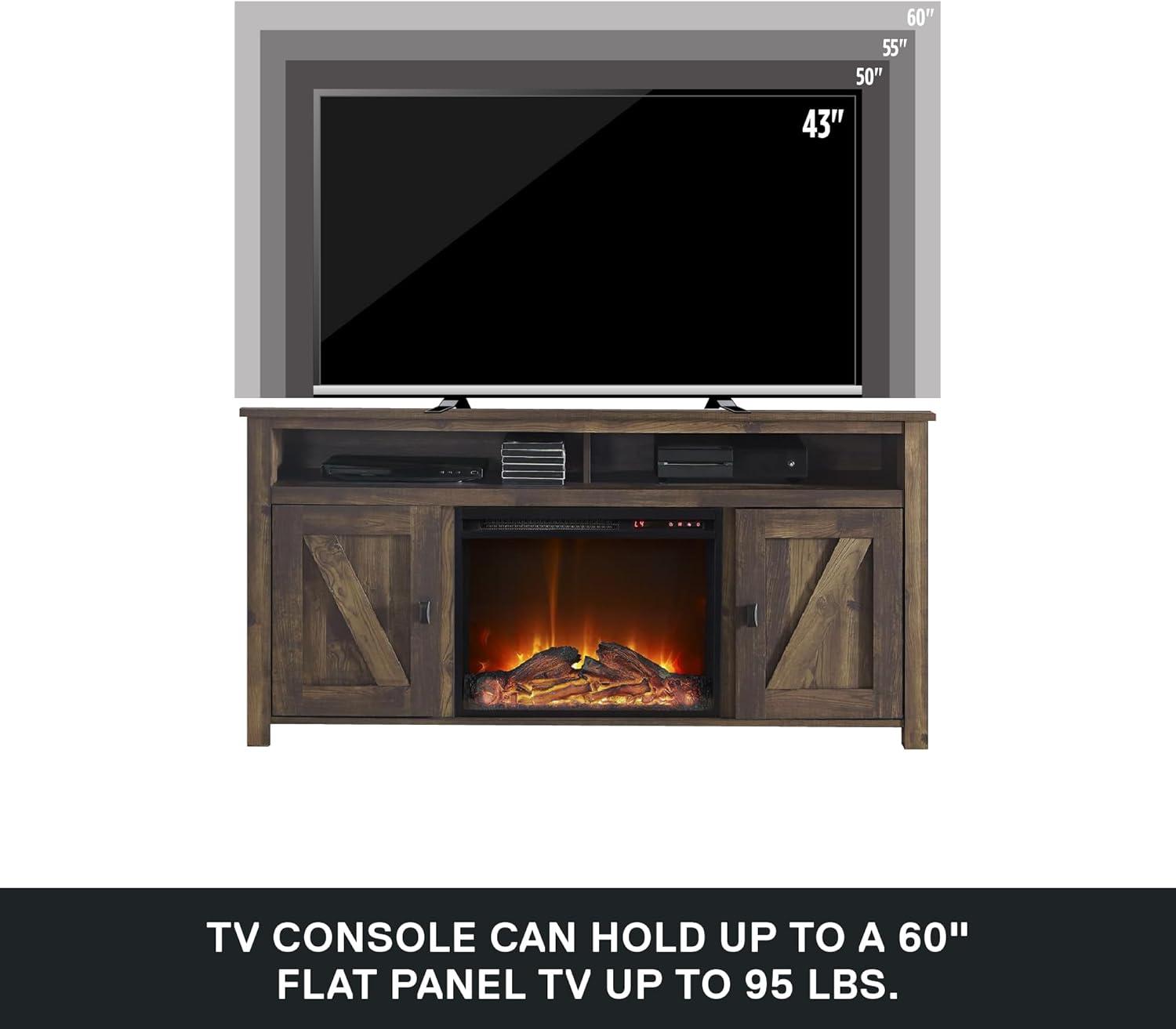 Ameriwood Home Farmington Electric Fireplace Console for TVs up to 60", Rustic