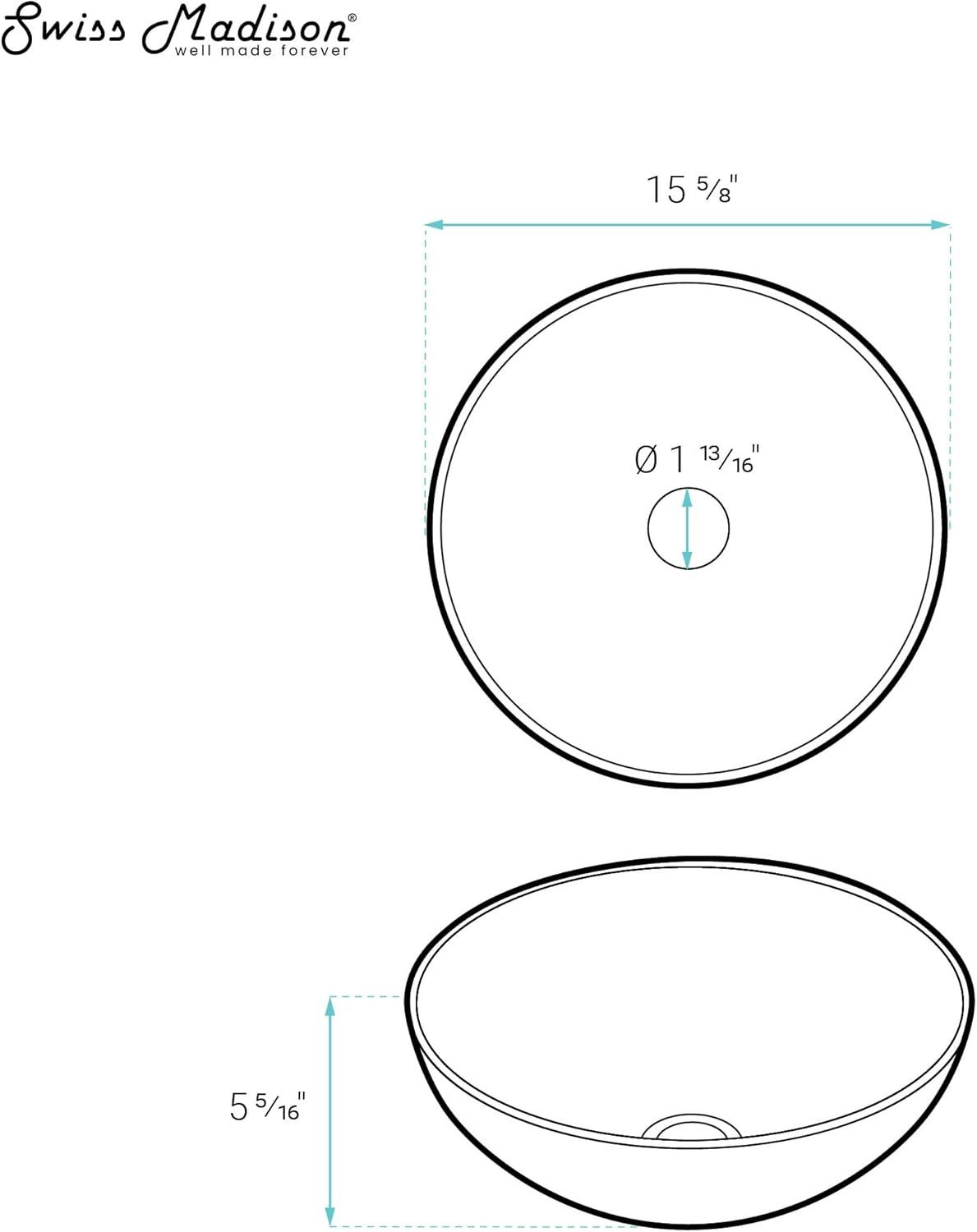 Chaux 16" Round White Ceramic Vessel Sink