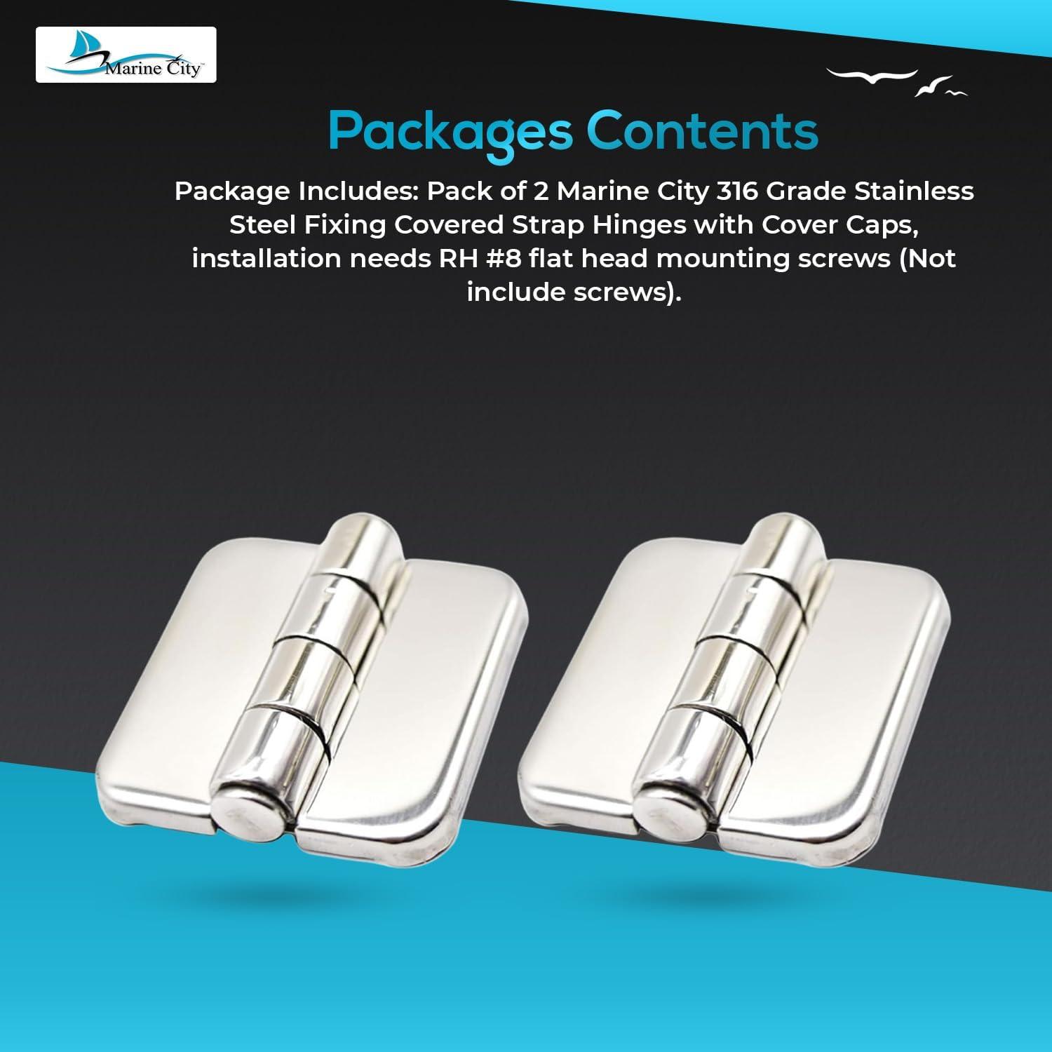 Marine City Pair of Stainless-Steel Marine Hatch Strap Hinge7-1/4" 1-5/8"