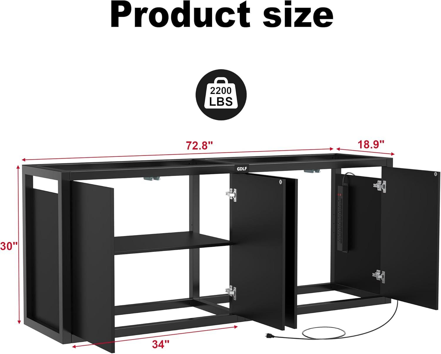 GDLF 125-150 Gallon Fish Tank Stand, Heavy Duty Metal Aquarium Stand with Power Outlet (Stand Only)