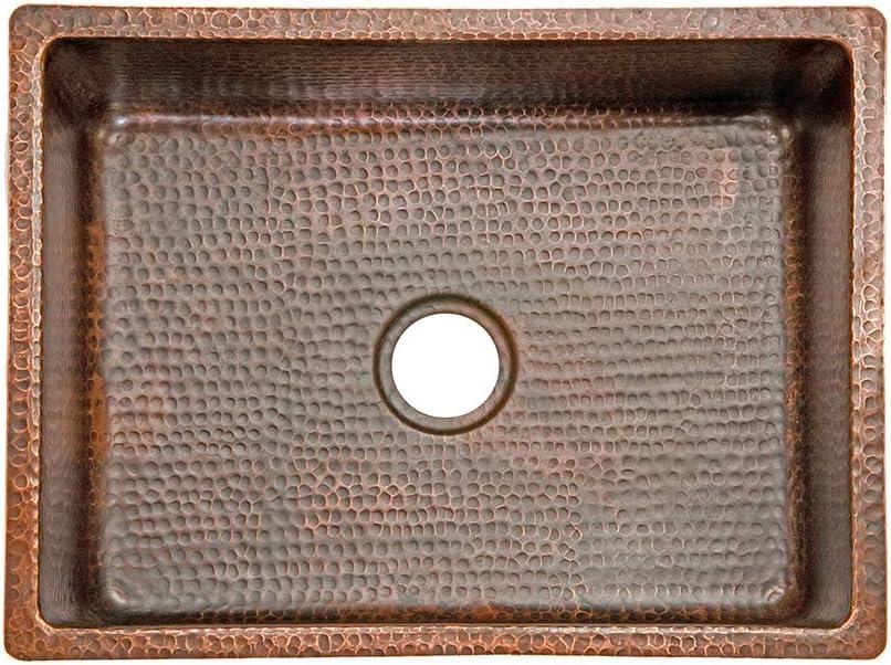 Premier Copper Products KSDB25199 25" Hammered Copper Single Basin Kitchen Sink