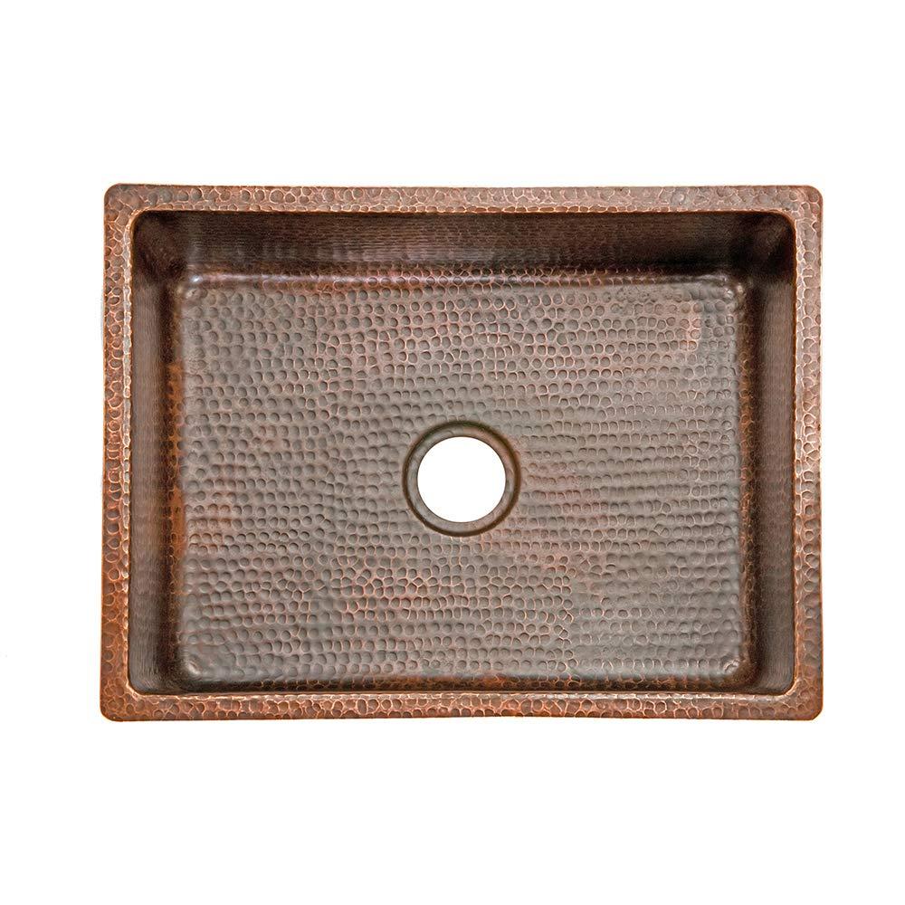 Premier Copper Products KSDB25199 25" Hammered Copper Single Basin Kitchen Sink