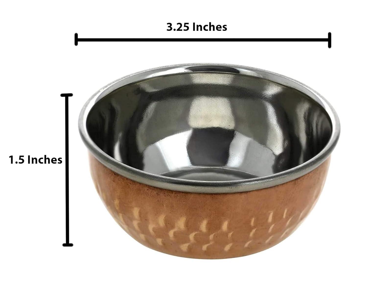 Rastogi Handicrafts Stainless steel-copper Hammered serving bowls for dining & serving (2)