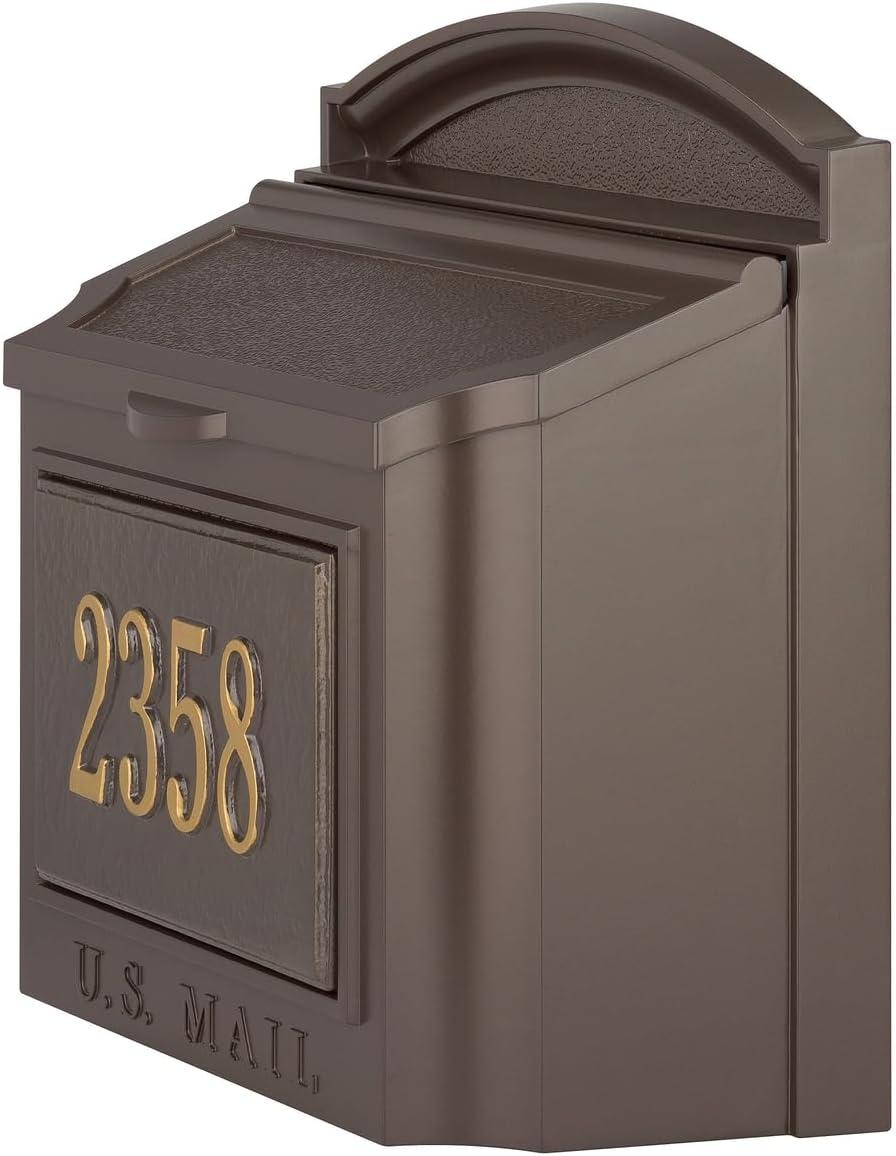 Large Bronze and Gold Lockable Aluminum Wall-Mounted Mailbox