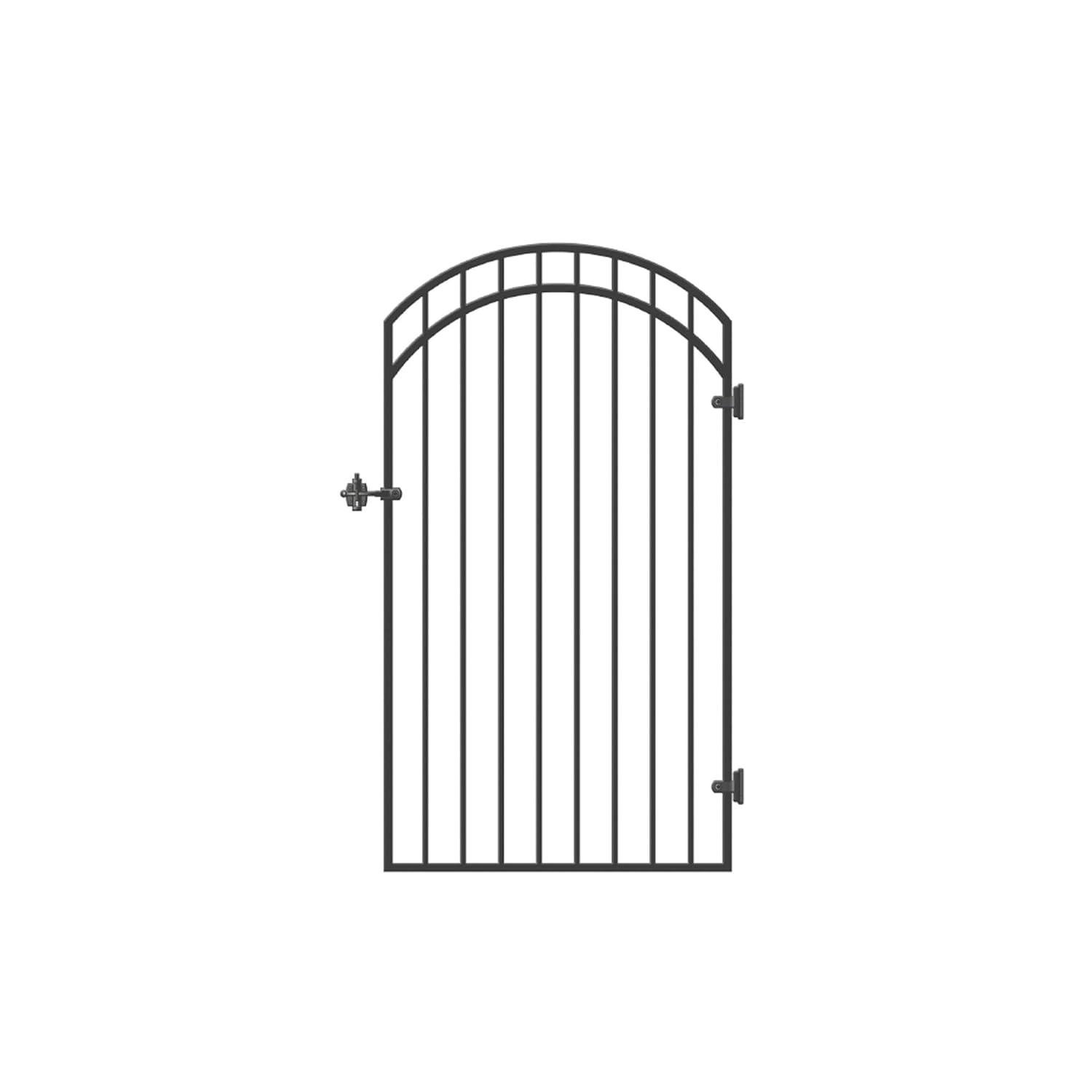 Nuvo Iron GGI0440 33" w x 68" h Garnet Ex. Rail Arched (Designed for Openings of 36" w) Gate, 33" x 68", Black 33" x 68" - Garnet Rail Arched Gate