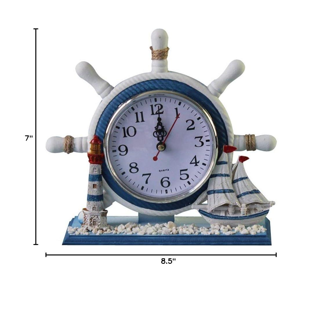 Wheel Wall Clock Decoration Nautical Anchor Boat Steering Wheel Time Clock Table Decor - Ship