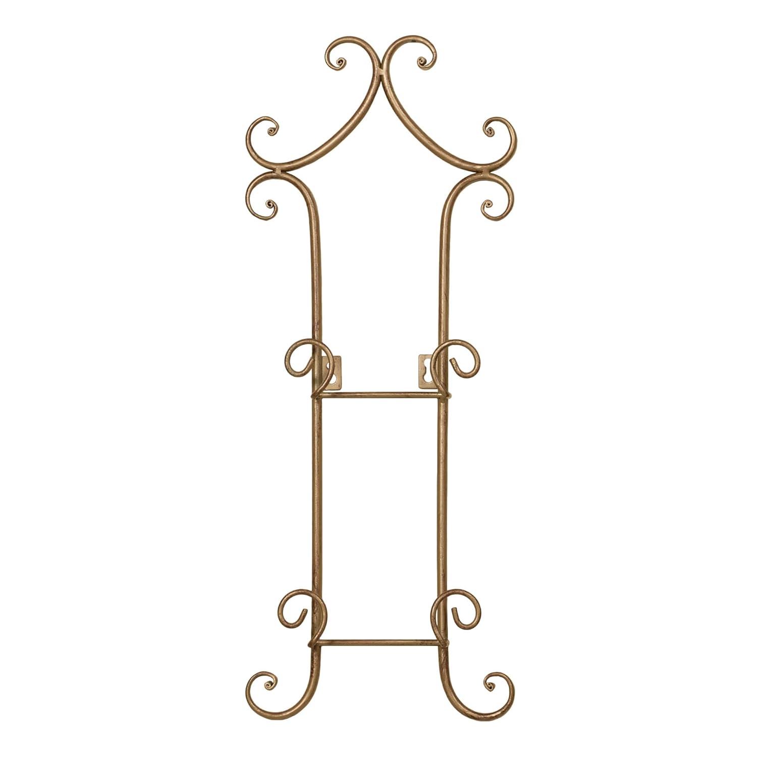 Touch of Class Regalla Petite Plate Rack - Vertical Plate Display - Hanging Plate Rack - For 6-8" dia. Plates - Satin Gold Finish - Four-plate is 38 inches - Hardware Included