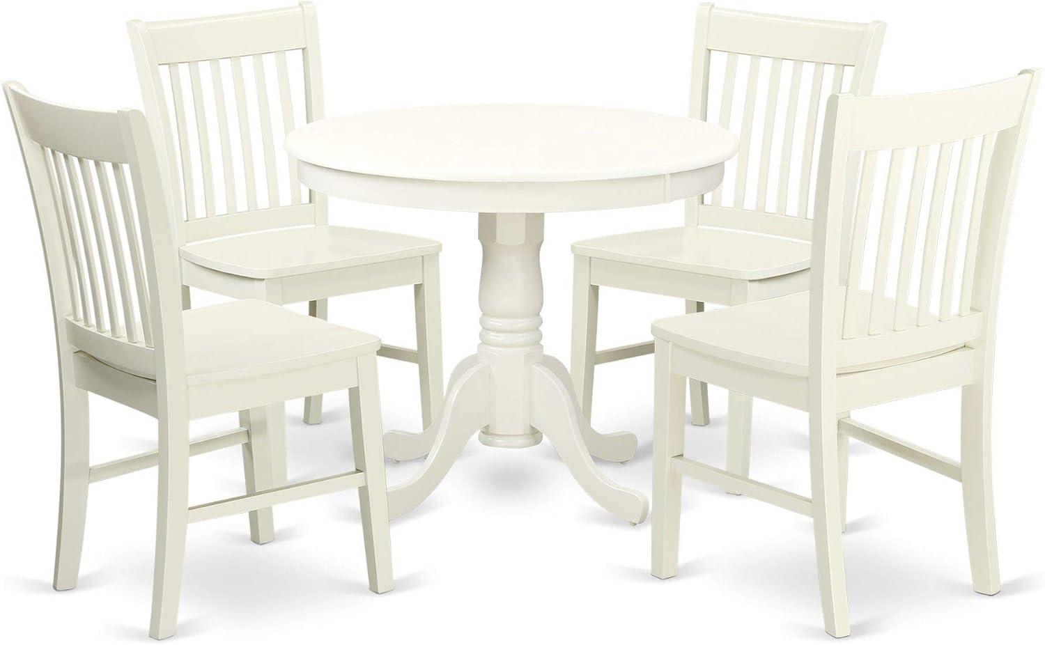 HomeStock Victorian Vintage 5Pc Round 36 Inch Table And 4 Vertical Slatted Chairs