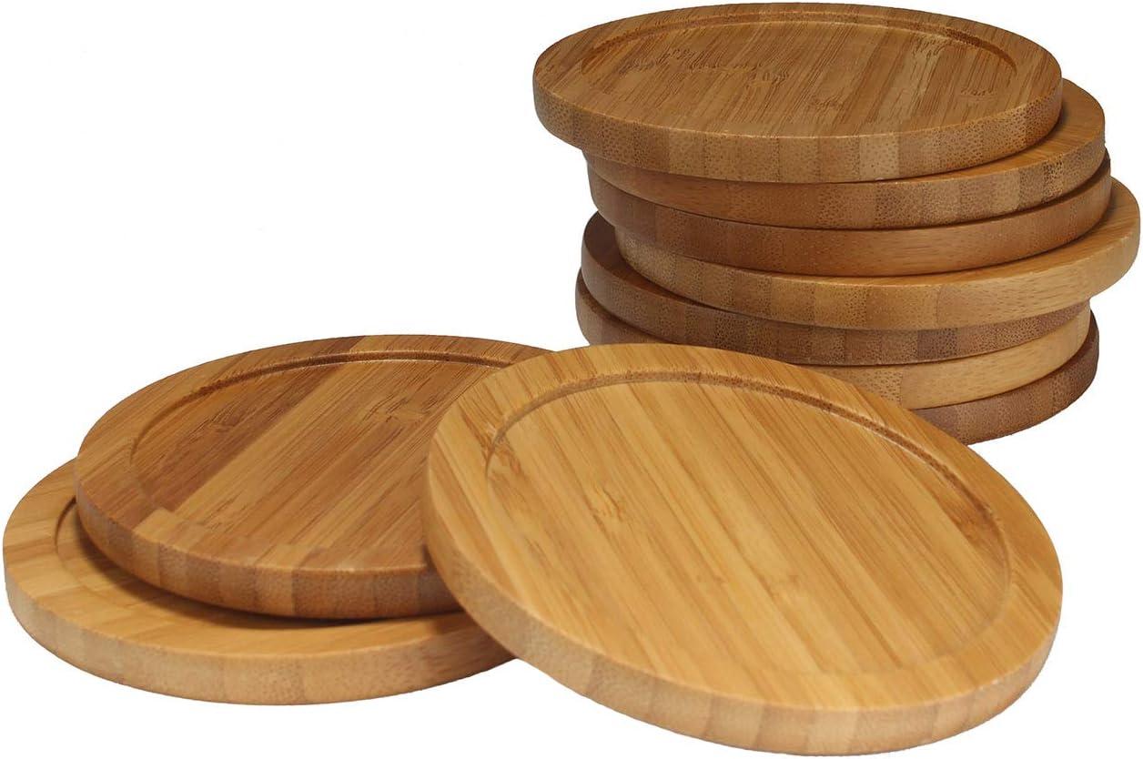 Eco-Friendly Natural Bamboo Round Coaster Set - 4 Pieces