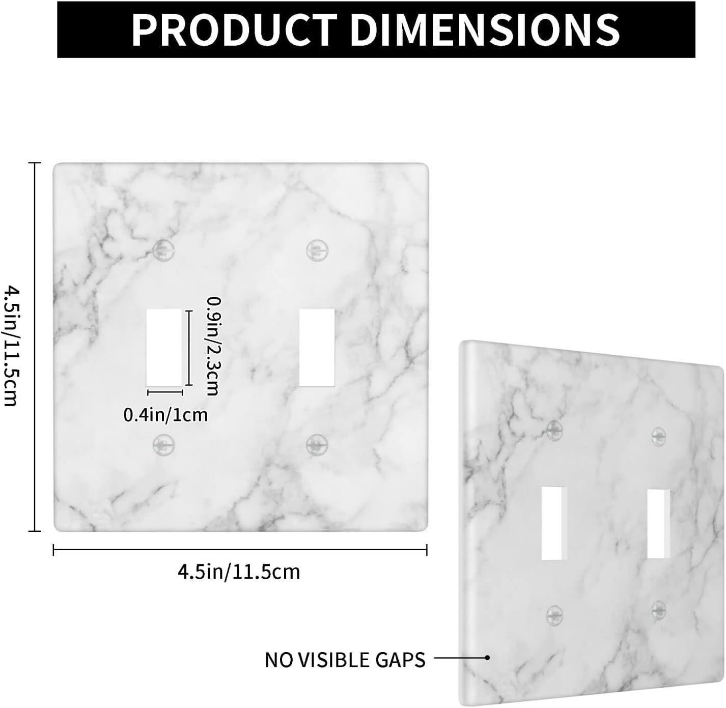 Graphics Wallplates - White Grey Marble Background Print - Double Toggle Wall Plate Cover