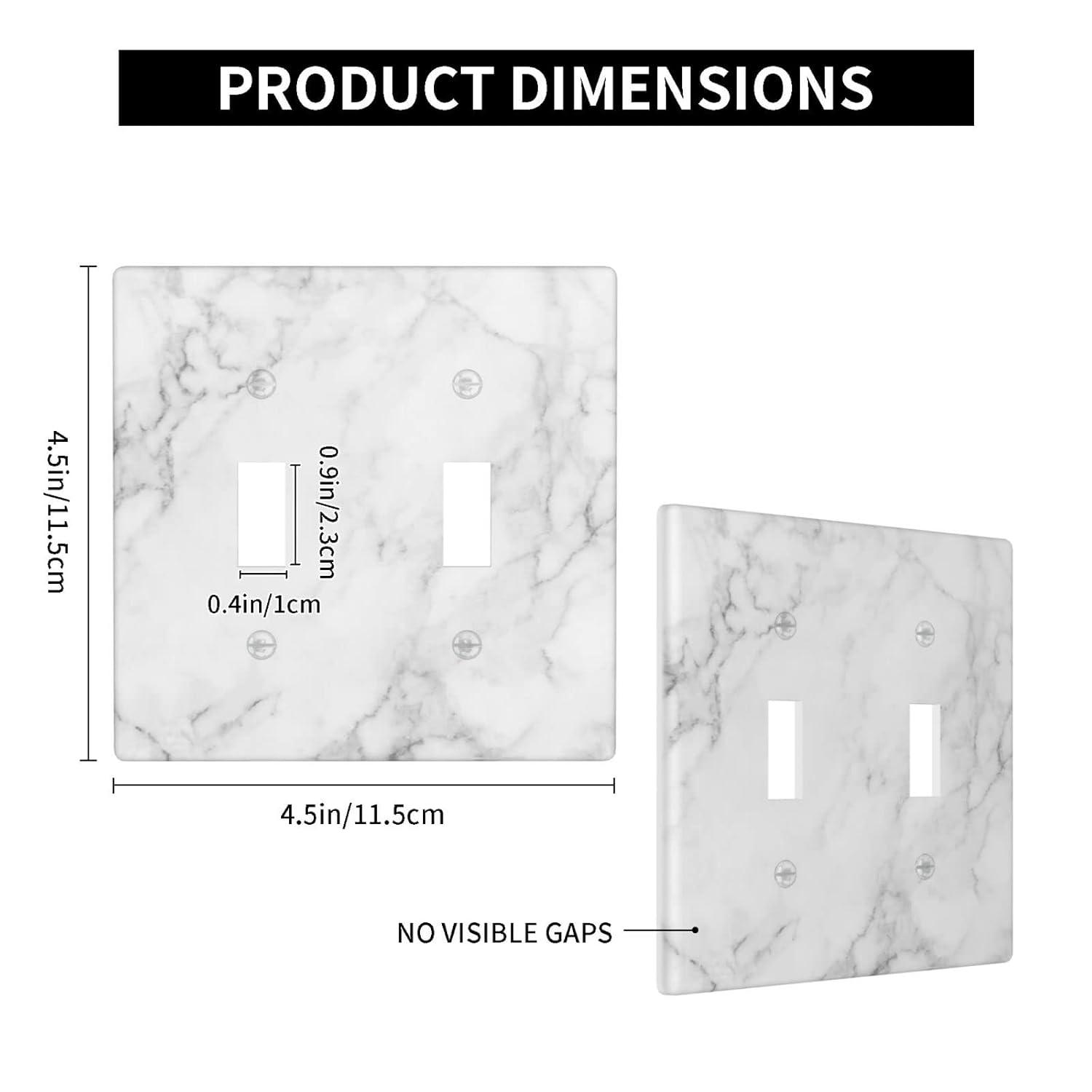 Graphics Wallplates - White Grey Marble Background Print - Double Toggle Wall Plate Cover