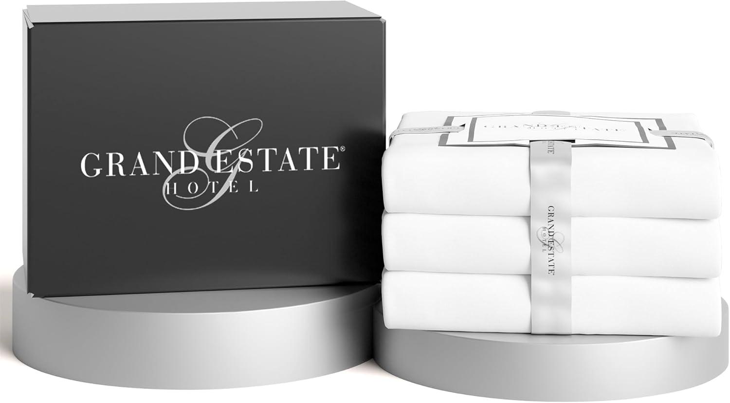 Twin Flat Sheets Bulk Pack- 6 Pcs Cotton Rich White Sheets for Hotels, Spa, Salon, Hospitals, Dorms, Air Bnb by Grand Estate Hotel