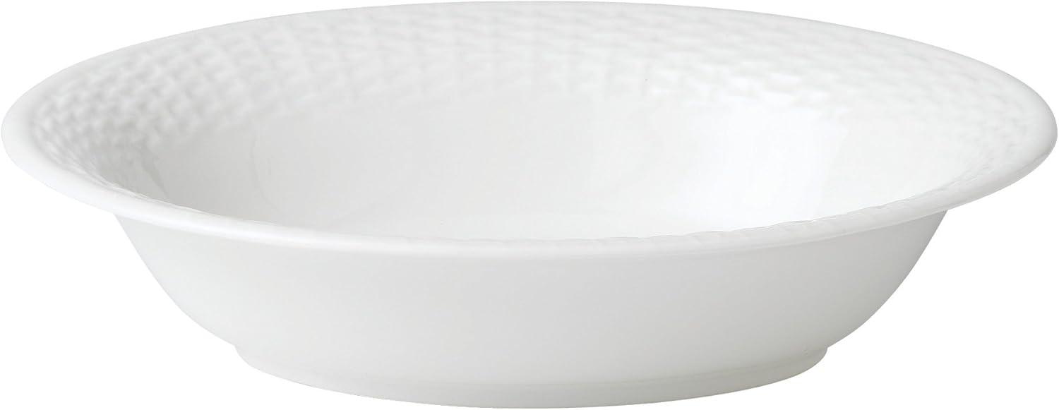 White Textured Ceramic Round Serving Bowl