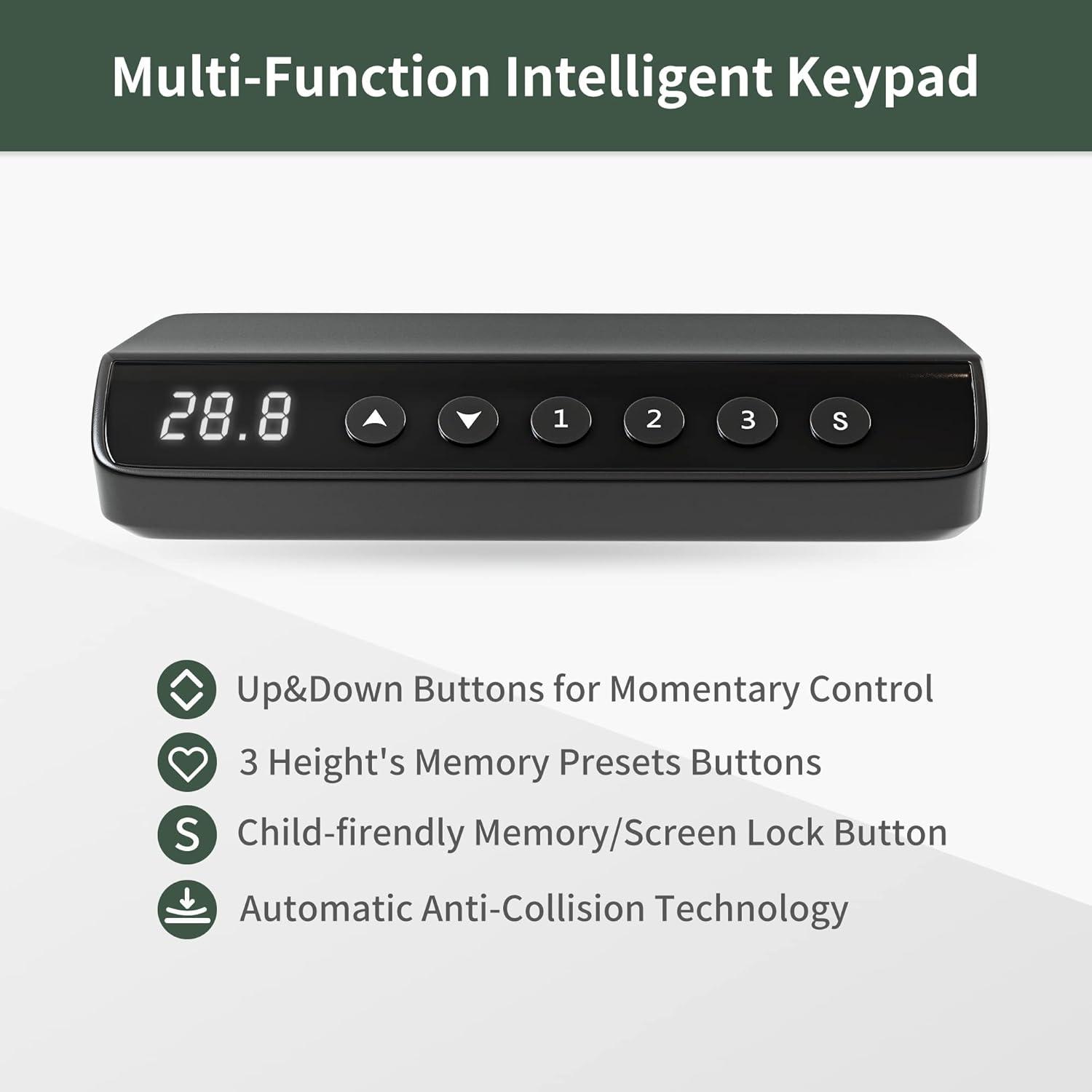 FEZIBO 55 x 24 Inch Height Adjustable Electric Standing Desk with Double Drawer, Sit Stand Desk, Black Walnut