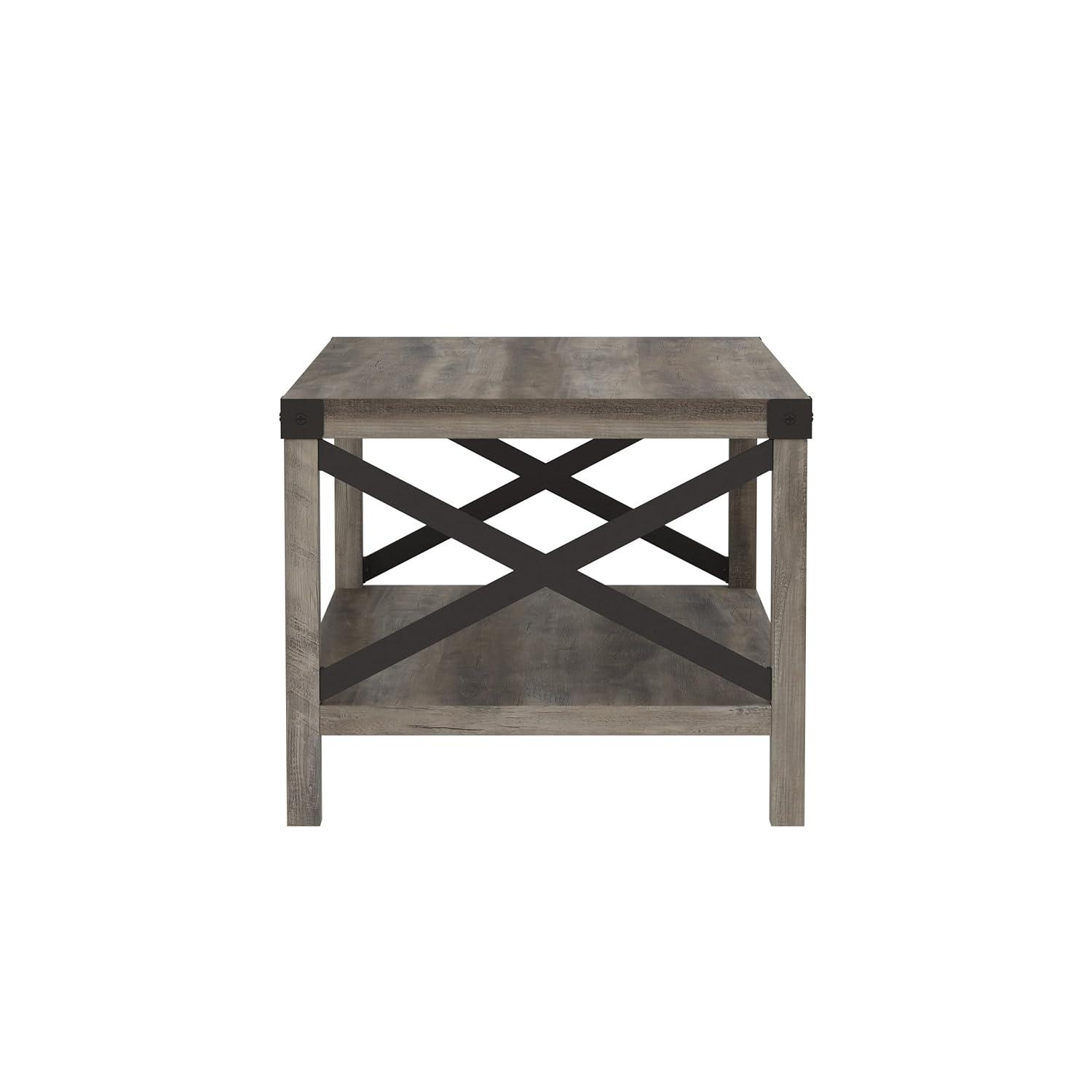 Walker Edison Farmhouse Open Storage Coffee Table, Sable