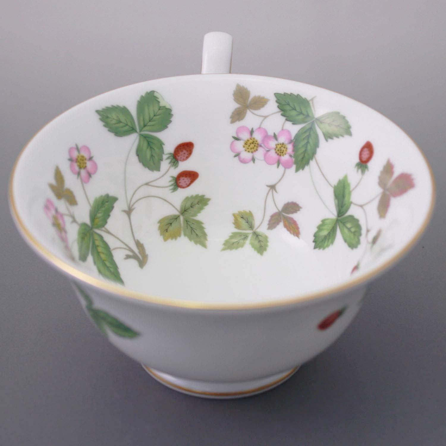 Wild Strawberry Fine Bone China Teacup & Saucer with Gold Trim