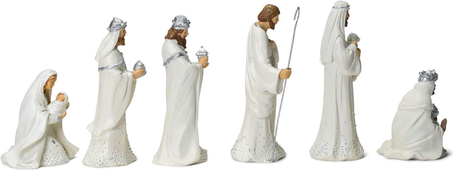 Roman 133013 Nativity Silver Dot White with Triptych Backdrop,11.25 inch