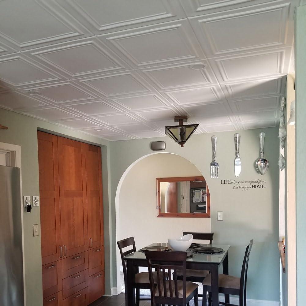 A La Maison Ceilings Line Art 1.6 ft. x 1.6 ft. Polystyrene Glue-up Ceiling Tile (Set of 96)