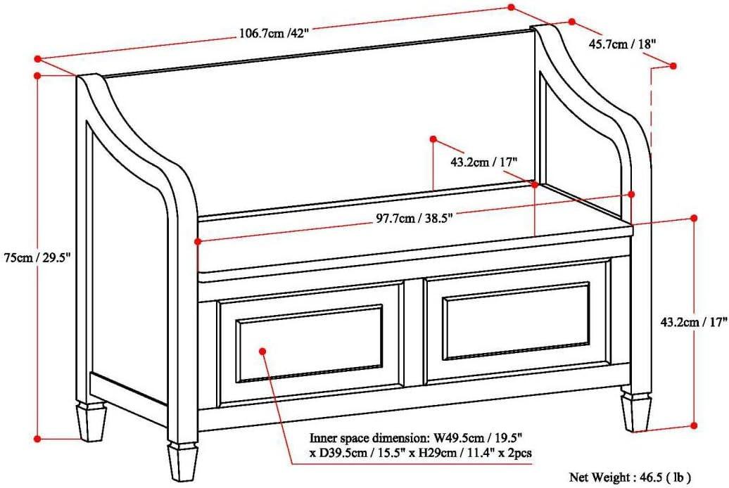 Antique White Solid Wood Entryway Storage Bench with Flip-Top Lid