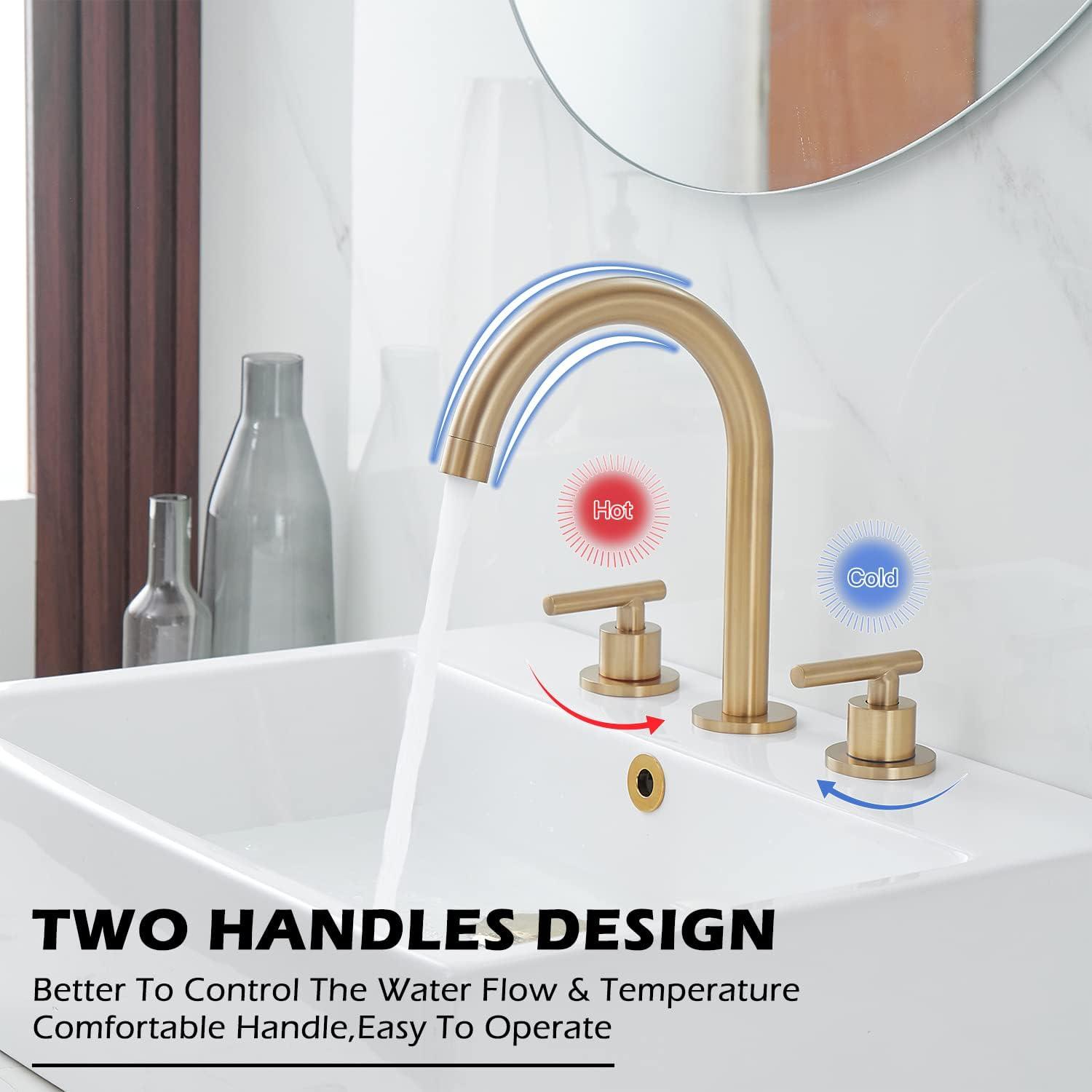 Brushed Nickel Stainless Steel 8-Inch Widespread Bathroom Faucet