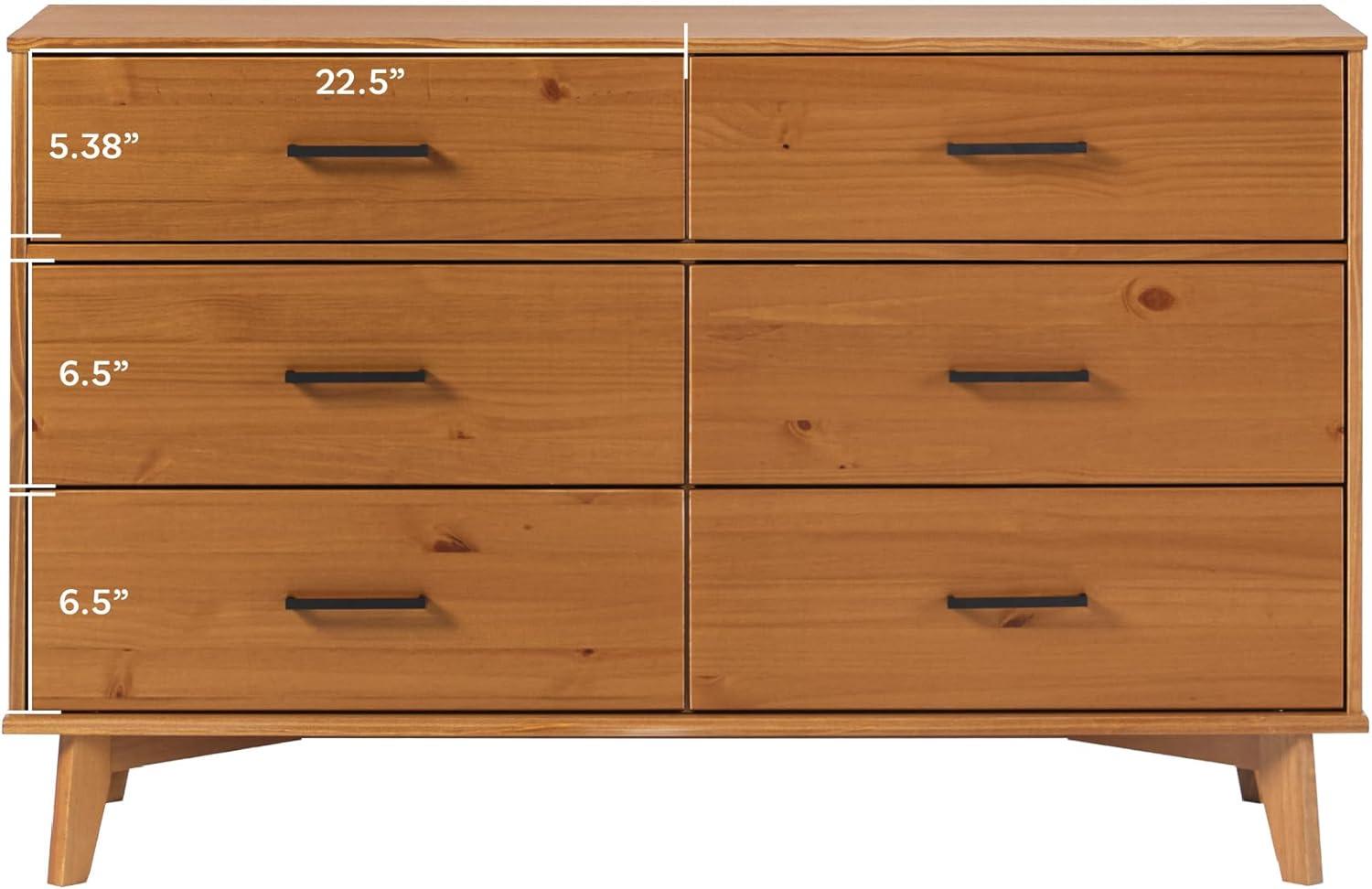 Modern Solid Wood 6-Drawer Dresser with Metal Handles