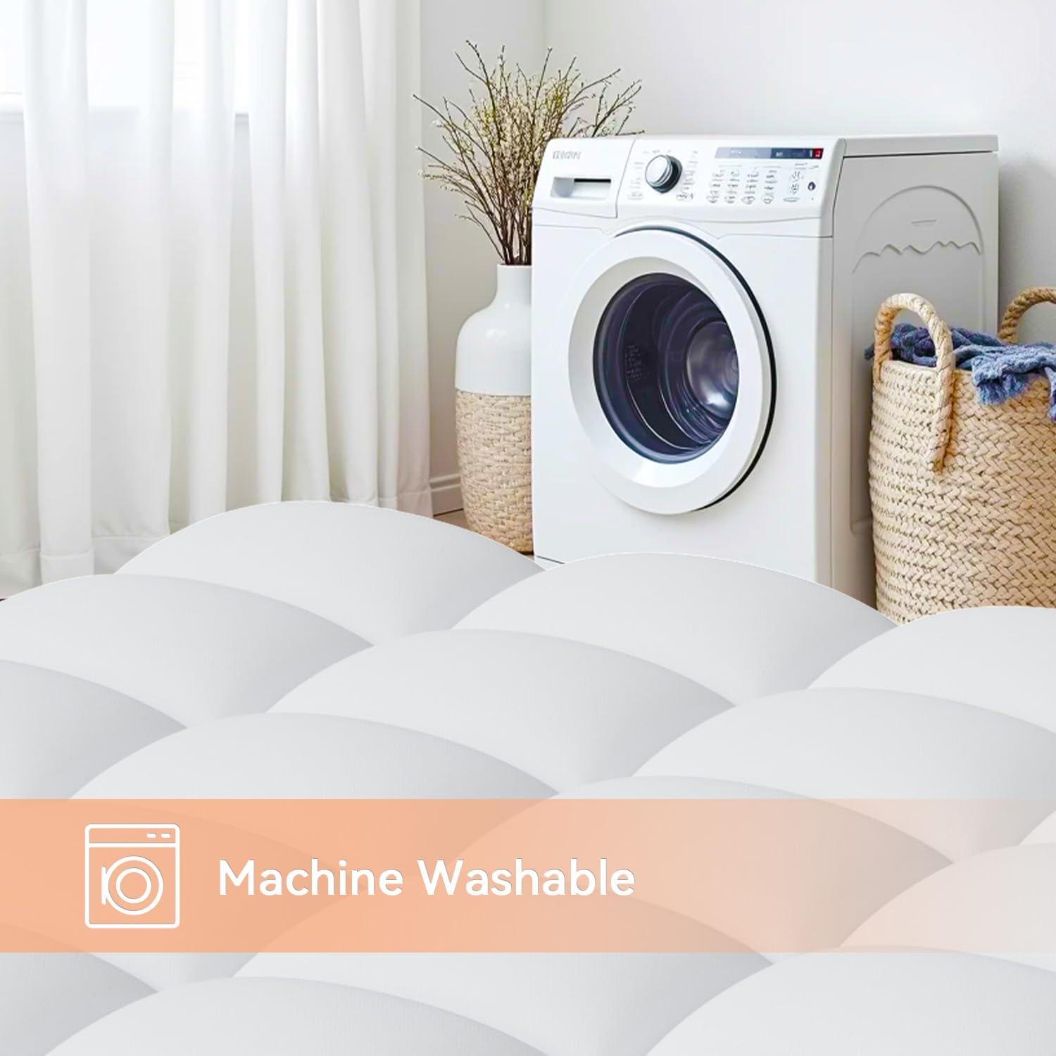 Queen Mattress Topper for Back Pain Relief, Extra Thick Pillow Top Plush Mattress Pad with Deep Pocket, Soft Pillowtop Queen Size Bed Toppers Filled Fluffy Down Alternative, White