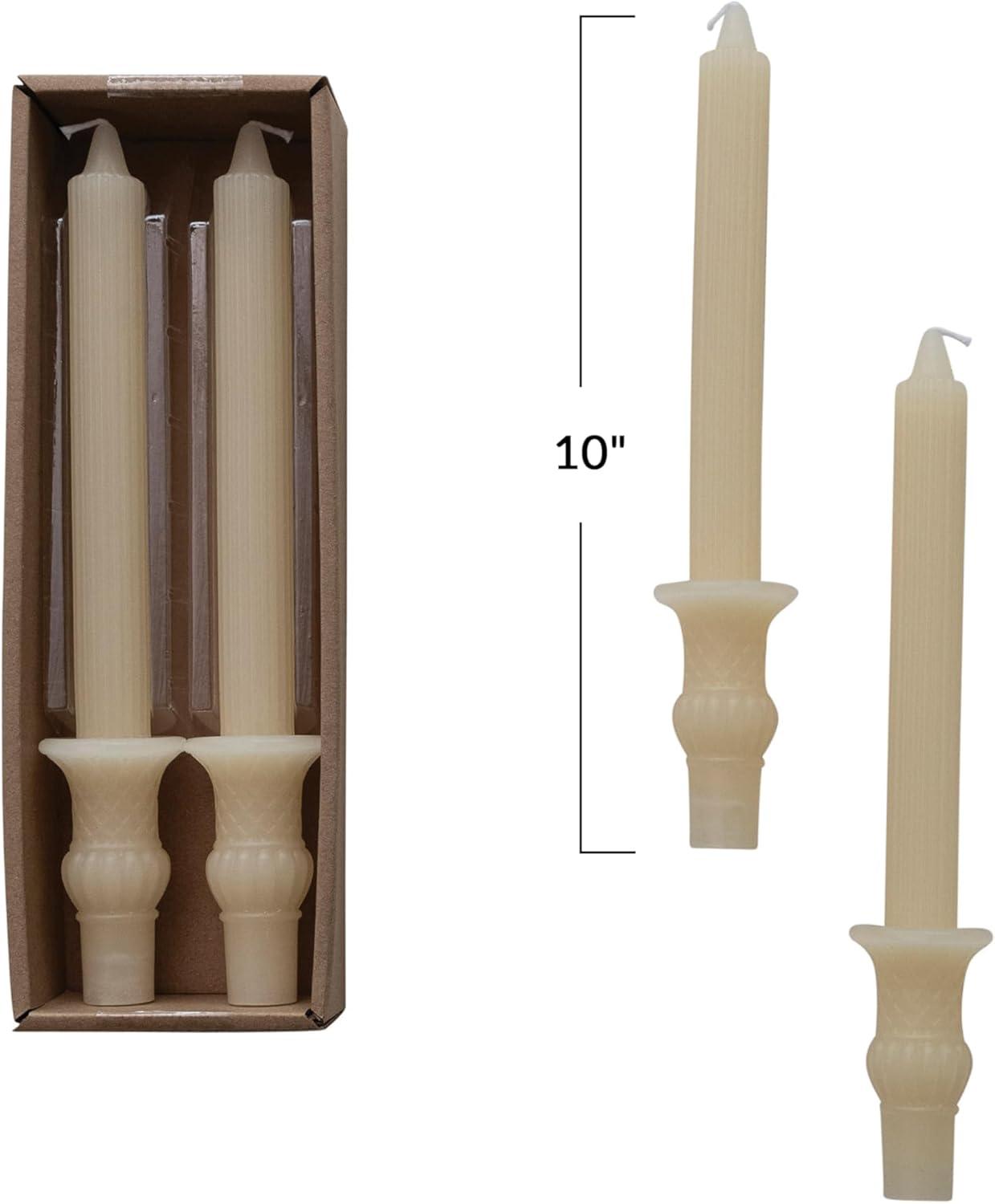 Cream Unscented Paraffin Wax Taper Candles, Set of 2