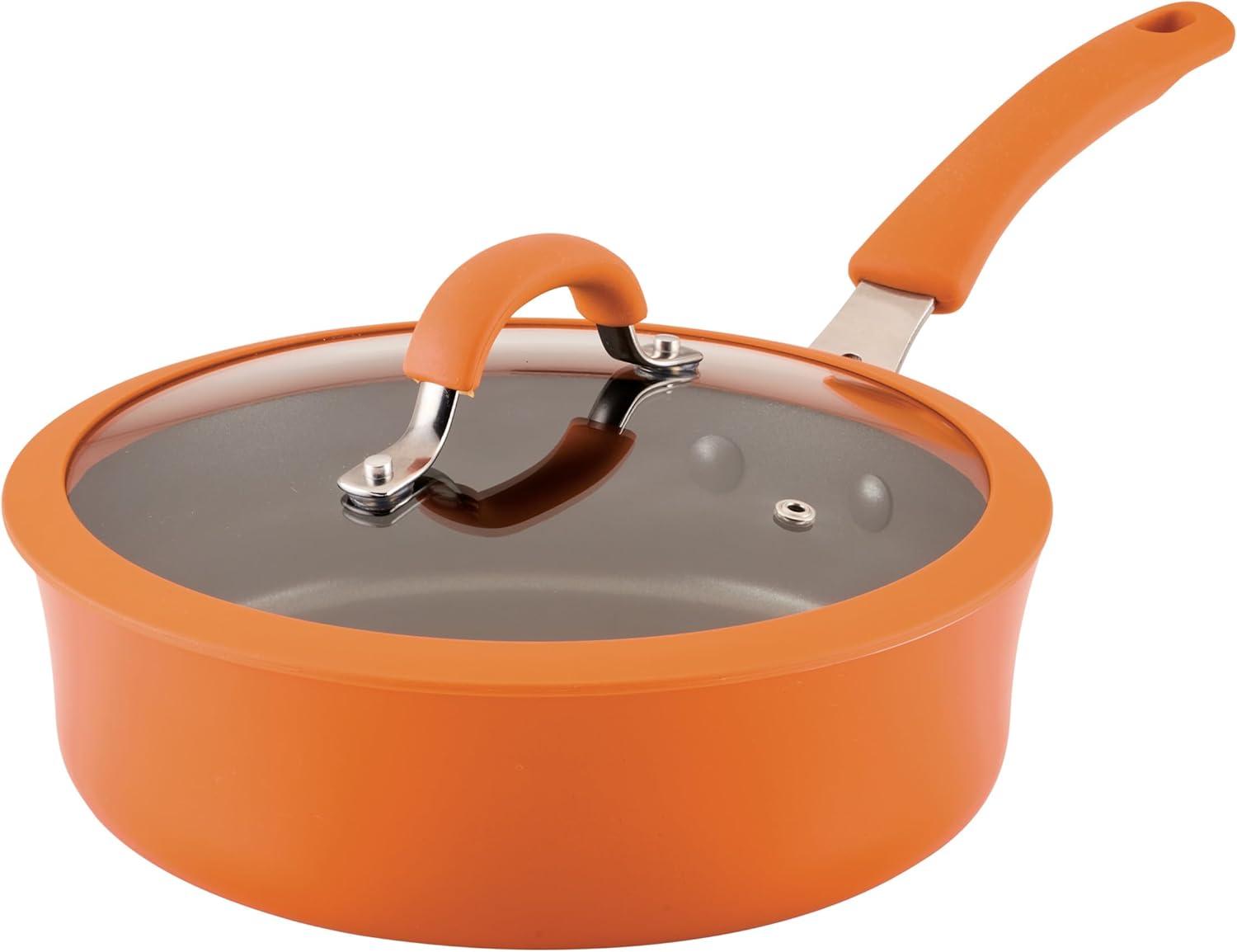 Rachael Ray Rachael Ray Cook & Create Nonstick Saute Pan With Lid, 3 Quart, Orange