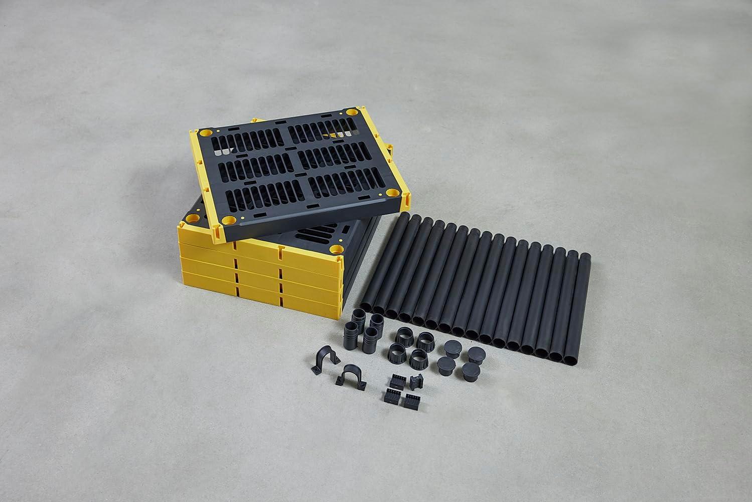 BLACK & YELLOW®, 5-Tier Heavy Duty Plastic Storage Shelving Unit, 100lbs/shelf (72”H x 24”W x 20”D), for Indoor/Outdoor Organization, Modular Rack