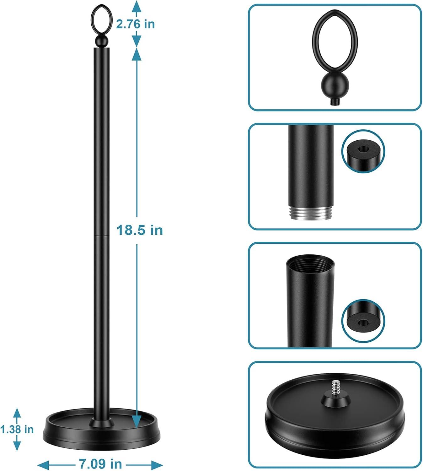 Heavy Weighted Toilet Paper Holder (with Reserve Function) Free Standing, Spare Toilet Paper Roll Storage Stand for Bathroom Total Height 22.5" ，Matte Black