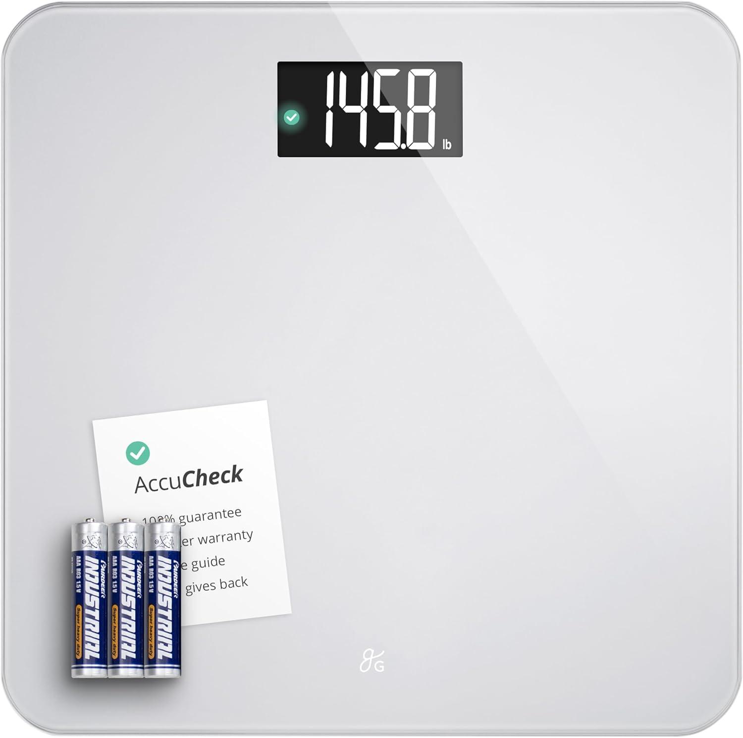 Greater Goods Digital AccuCheck Bathroom Scale, AAA Battery, 400 lbs (Ash Grey)