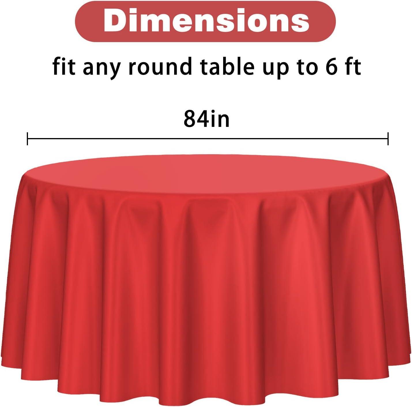 Crown Display Premium Quality Plastic Tablecloth 84 Inch. Round- Red- 6 Packs