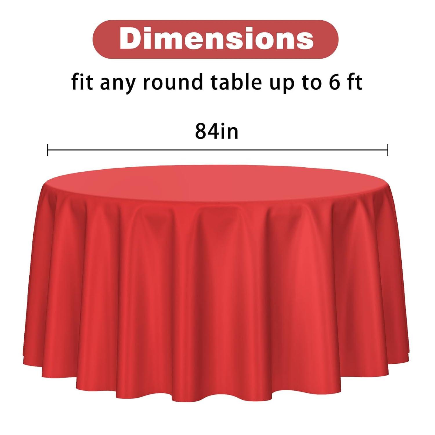 Crown Display Premium Quality Plastic Tablecloth 84 Inch. Round- Red- 6 Packs