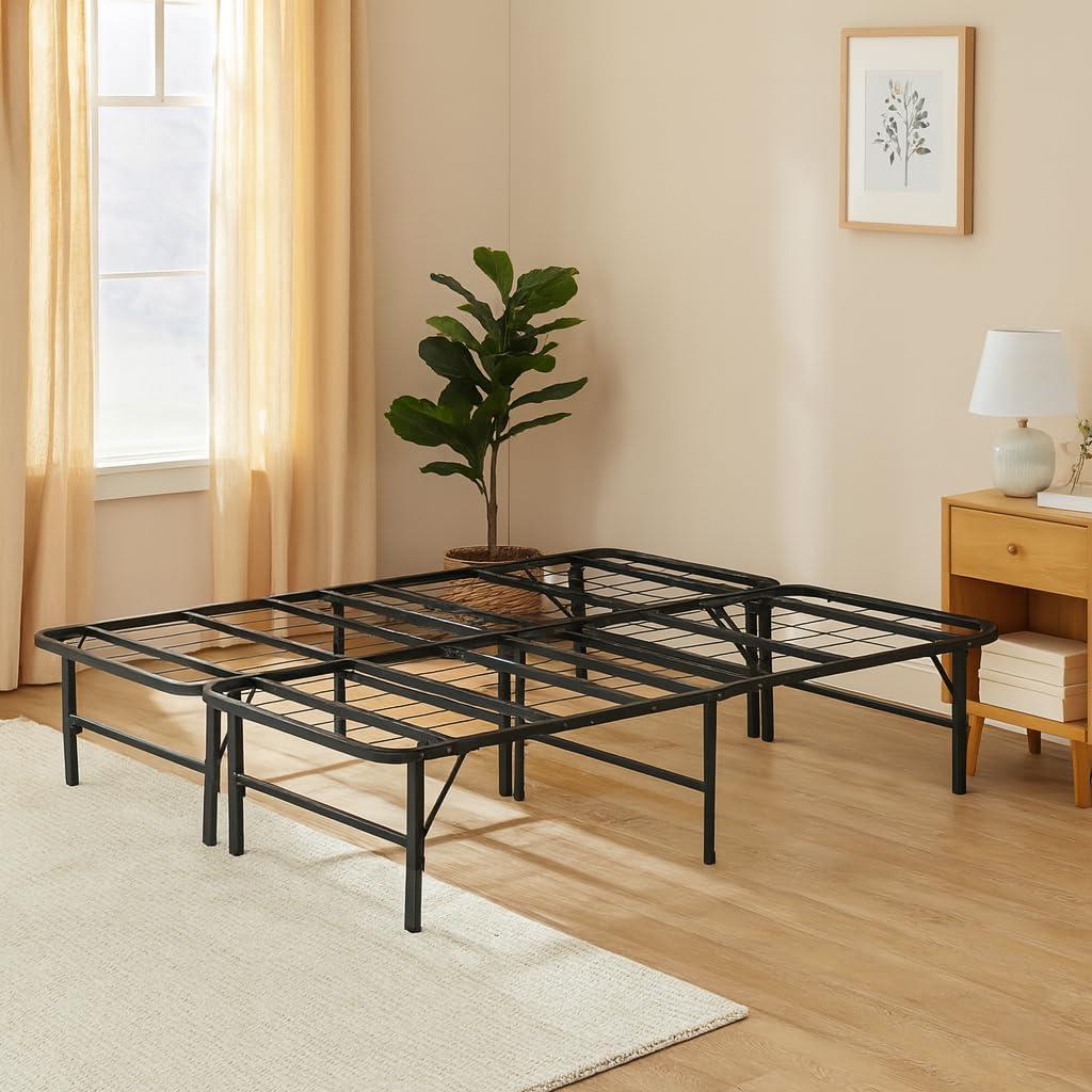 Alwyn Home Muscoy 14" Foldable Steel Bed Frame, No Box Spring Needed, Underbed Storage , Easy Assembly