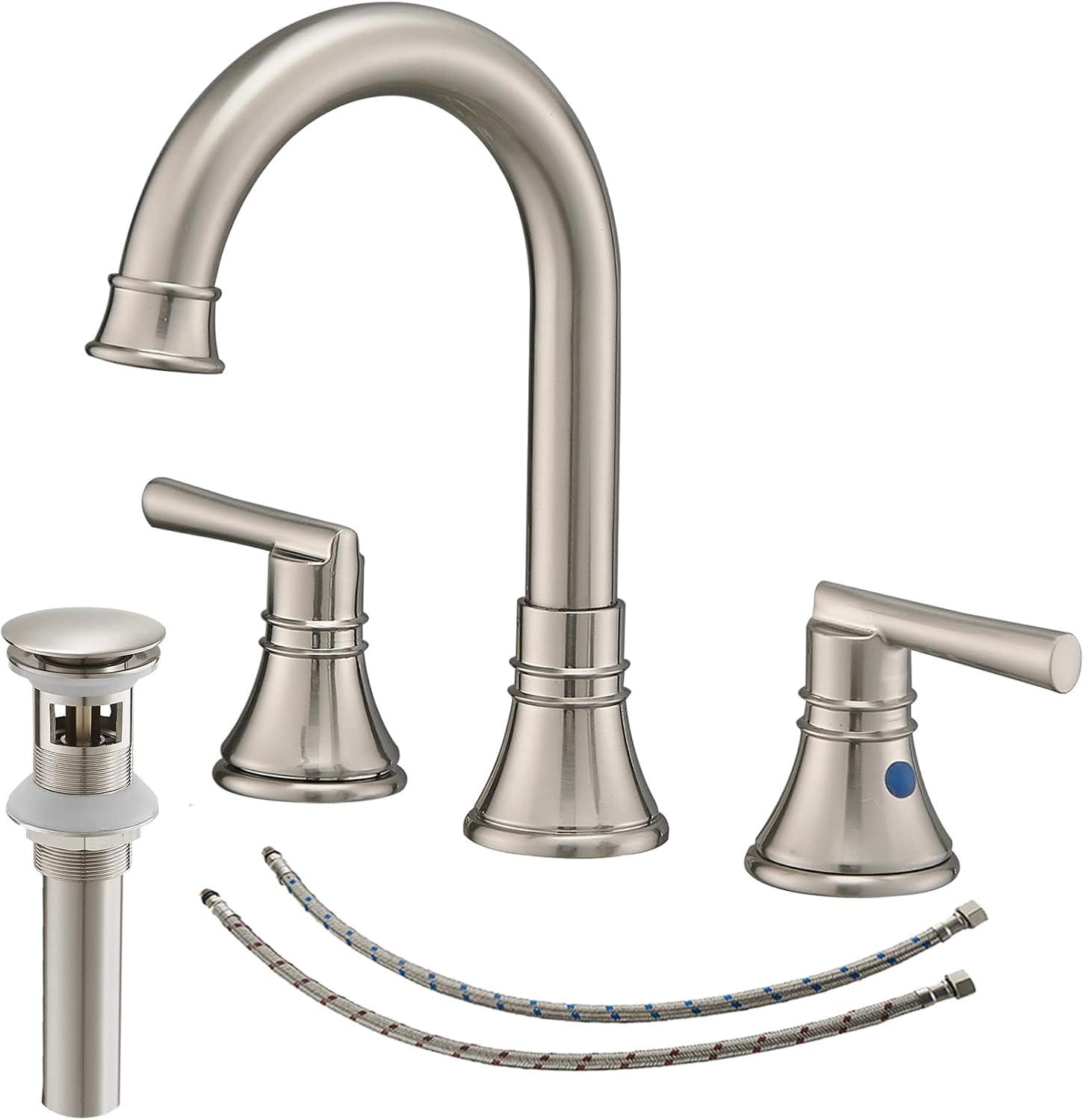 Widespread 2-handle Bathroom Faucet with Drain Assembly