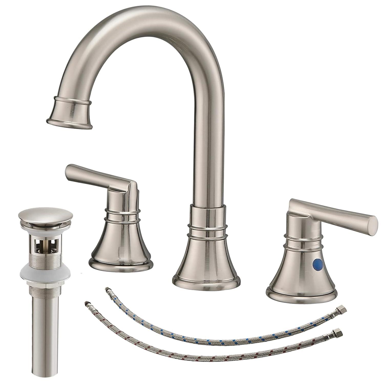 Widespread 2-handle Bathroom Faucet with Drain Assembly