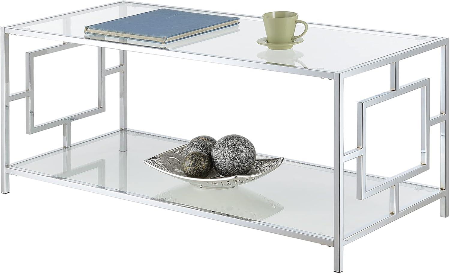 Convenience Concepts Town Square Glass Top Coffee Table in Chrome Metal Frame