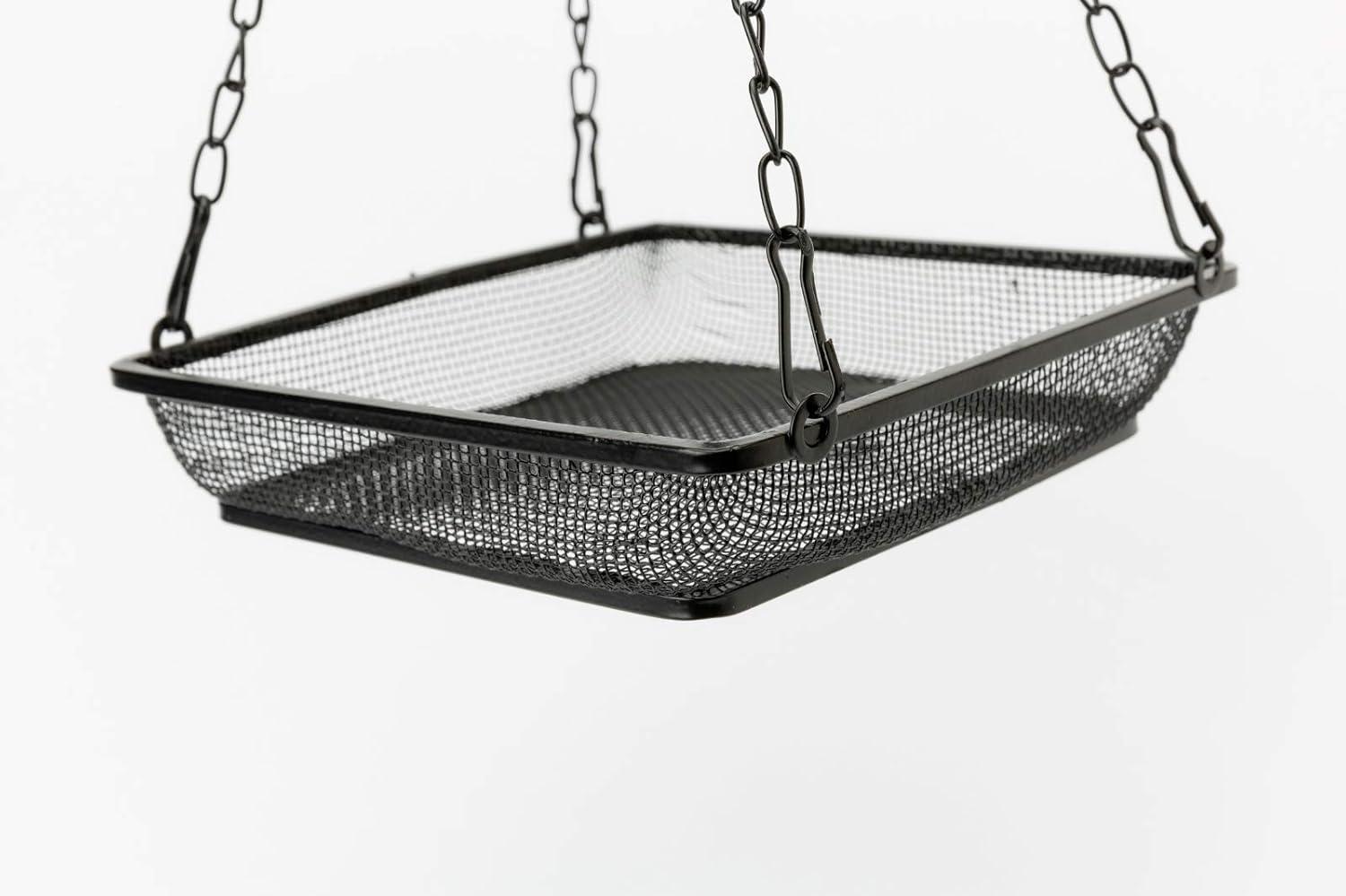 Hanging Feeder Seed Tray, Platform Metal Mesh, Outdoor Garden Decoration for Attracting Wild Backyard Birds