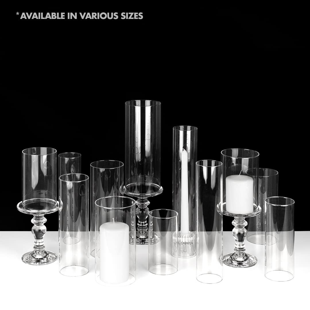 Koyal Wholesale 4" x 8" Glass Hurricane Candle Holder Shades - Chimney Glass Tube Covers for Taper & Pillar Candles, 6pk